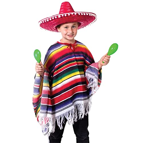 Déguisement de garçon mexicain Poncho Wild West Bandit Kid – Poncho rayé pour enfants pour déguisement