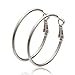 Cos2be Fashion Stainless Steel Hoop Earrings, Gold Plated Rose Gold Plated Silver Plated Endless Round Earrings Hoop for Women and Girls Sensitive Ears 40mm (Silver tone)