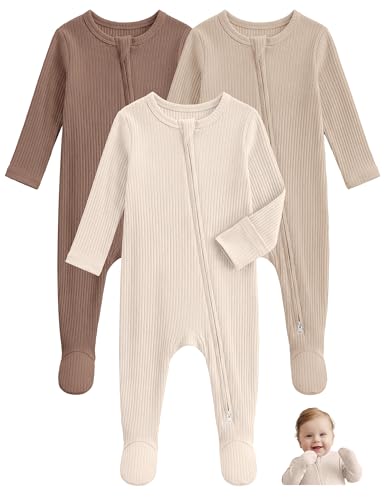 Image of Unnivoll Baby Pajamas Baby Sleepers Rayon From Bamboo for Newborn 0-3 3-6 6-9 Months Footie Pjs Baby Boys Girls Clothes