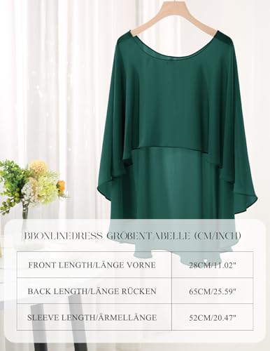 Bbonlinedress Chiffon Capes Damen Sommer Weiche Capelets leichte Tücher Wraps für Abendkleider Schal Stola elegant Umhang Dark Green
