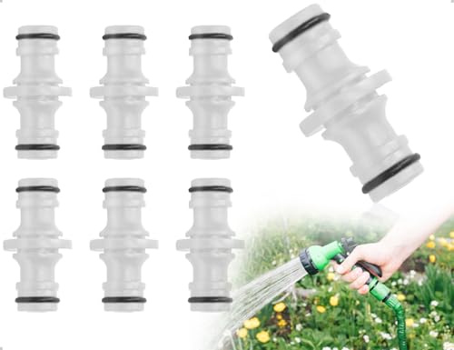 AOYEGIC Confezione da 6 Connettori per Tubo Flessibile Maschio,Doppio Raccordo,Raccordo,Raccordo per Tubo Flessibile per Irrigazione del Balcone,Irrigazione del Prato,Irrigazione del Giardino(Bianco)