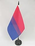 Acabados : AZ FLAG Bandera de Mesa Arco Iris Bisexual 21x14cm - BANDERINA de DESPACHO Bisexual – Rainbow 14 x 21 cm