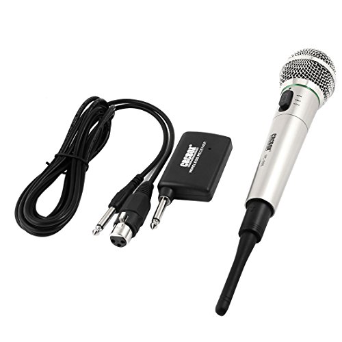 Ruilogod Wireless Wired 2 en 1 KTV Singing Micrófono UHF MIC Receptor Set