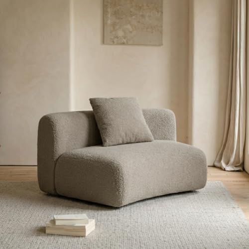 Image of Acanva Formia Boucle Curved Sectional Sofa, Armless Chair, Light Coffee