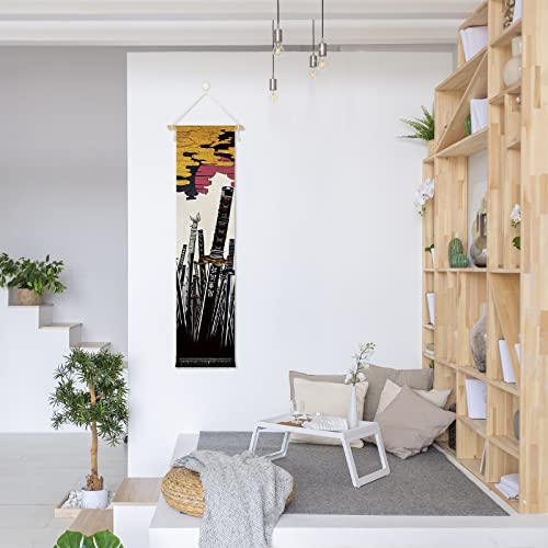 Original Creativity Hanging Poster Canvas Wall Art Banner Anime Sword Series Art Canvas Anime Samurai Katana Japanese Style Tapestry For Wall Decor Hanging Tapestry Decoration For Room | Dorm Anime Lovers | Premium And Artistic Theme Gift #TOP4