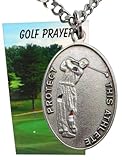 Westmon Works Golfers Pewter Medal Necklace with St Sebastian Stainless Steel Chain Boxed Set with Golf Prayer Card Saint Expressions Premium Jewelry for Athletes