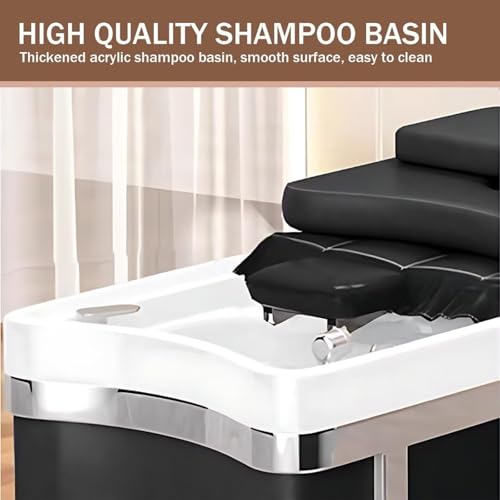 Hlixzoy B,Stainless Steel Head Treatment Shampoo Bed, Shampoo Bed with Black Luxury Stripe Design, Beauty Bed Includes Ample Storage Space, Water Heater Suitable for Salon - Image 6
