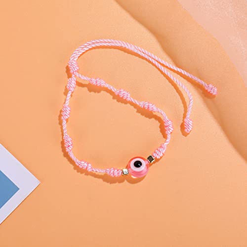 Caiyao 2Pcs Evil Eye Love Knot Bracelet Handmade Woven Adjustable Multicolor Red Black Pink String Evil Eye Fate Knot Bracelet Good Luck Kabbalah Amulet Mal De Ojo Protection Bracelet for Women Men2