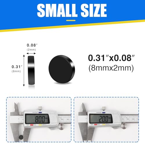 Image of TRYMAG 50Pcs Black 8x2mm Neodymium Round Magnets, Tiny Strong Small Circle Rare Earth Magnets for Refrigerator