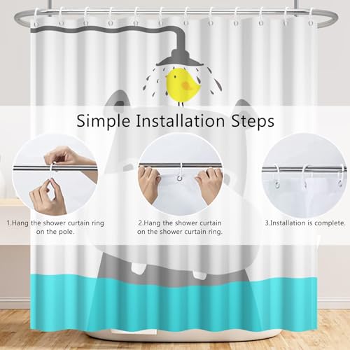Rideau de douche polyester imperméable Renaiss 183x183 cm avec crochets