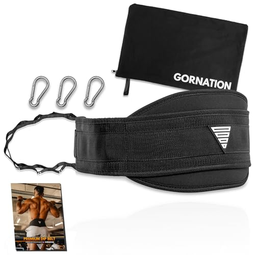 GORNATION Dip Gürtel, Dip Belt mit Kette oder Seil, für Dips & Krafttraining, Trainingsgürtel mit Chain oder Rope für Calisthenics & Bodybuilding, Gewichthebergürtel bis 1000 kg, Weight lifter Belt