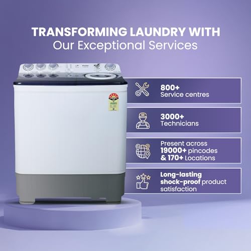 Image of Haier 8 kg 5 Star Vortex pulsator Semi Automatic Top Load Washing Machine (HTW80-186,Burgundy)