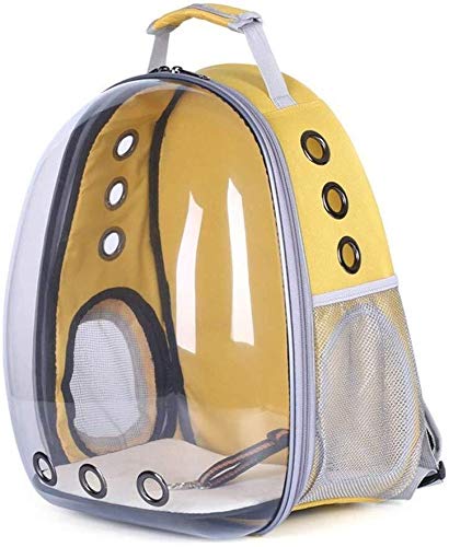 CS-Car Zaino per Animali Domestici con Apertura Laterale panoramica Trasparente a Spalla Portatile Forniture per Cani e Gatti, con Capsula spaziosa (Colore: Giallo)