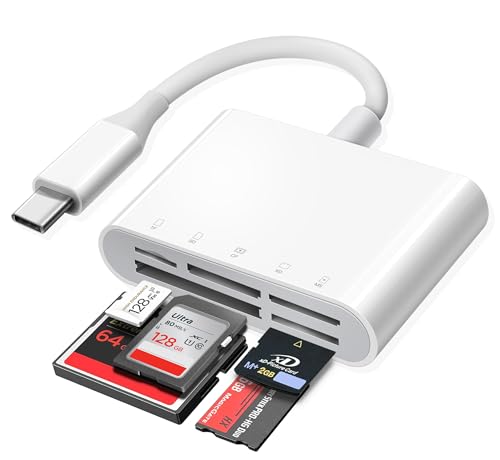 USB C SD Card Reader for iPhone 15 iPad Mac, xdgeLoad TypeC Memory Card Adapter with 5 Slots Supports SD MicroSD CF Compact Flash XD MS Memory Stick, Trail Camera Viewer Plug&Play