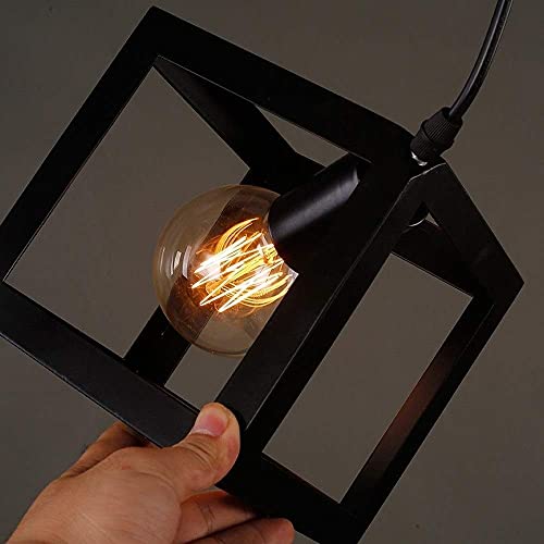 Plafonnier chic en fer forgé suspension cube noir design industriel - 3