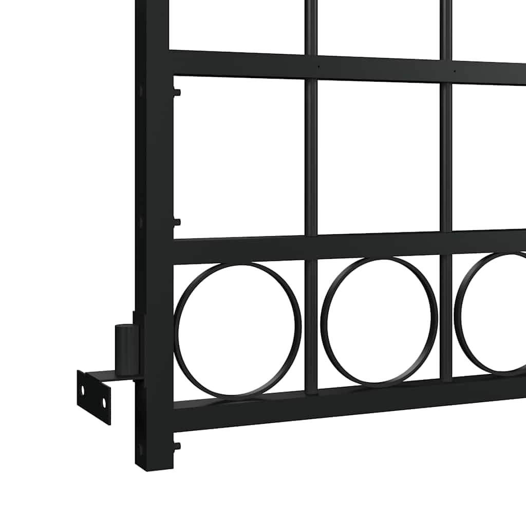vidaXL Cancello Recinzione ASSEN ad Arco Robusto Durevole Privacy con Pali Serratura e Chiavi Ingresso Pedonale in Acciaio 89x200 cm Nero