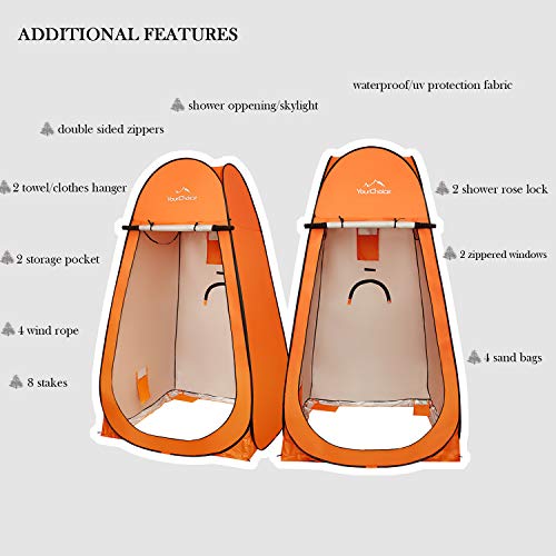 Image of Your Choice Pop Up Shower Tent 47.2 inch Wx74.8 /82.7 inch H Privacy Changing Tent | Waterproof Silver Coating Portable Shelter with Carry Bag for Camping, Beach, RV, Hiking, Fishing