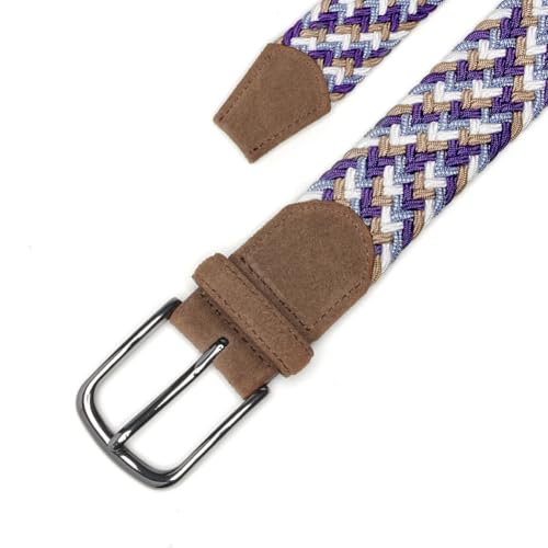 Image of Men's Stretch Braided Elastic Woven Canvas Golf Belt, multicolor,1 3 /8 inch
