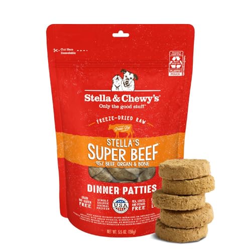 Stella & Chewy’s Freeze Dried Raw Dinner Patties – Grain Free Dog Food, Protein Rich Stella’s Super Beef Recipe – 5.5 oz - image 1