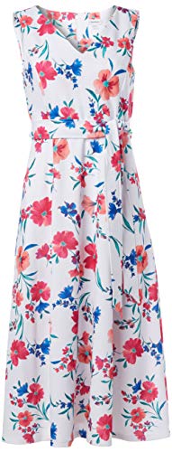 Calvin Klein Women's Sleeveless V Neck Midi Dress with Self Sash Waist, Porcelain Rose Multi, 6