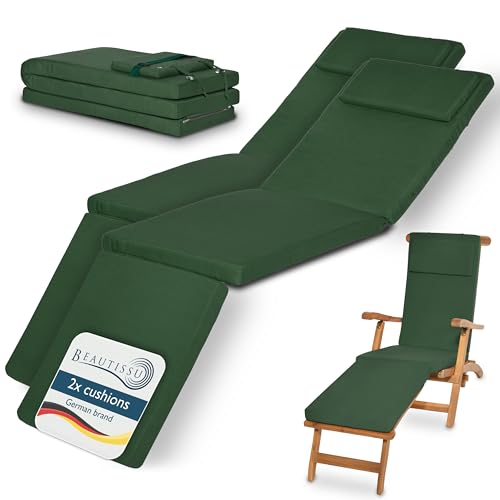 Beautissu Lot de 2 Coussin Bain de Soleil 175x45x5 cm Loftlux DC – Matelas Bain de Soleil Housse...