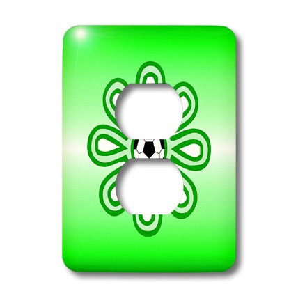 Prises murales ternes ? Plaque Soccer Flower Vert 3dRose lsp_12418_6 double - 3