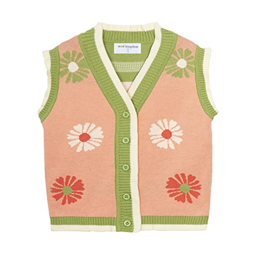 Mud Kingdom Infant Girls Cardigan Vest Sleeveless Pullover V-Neck Spring Autumn Flower Orange 12-18 Months #TOP19