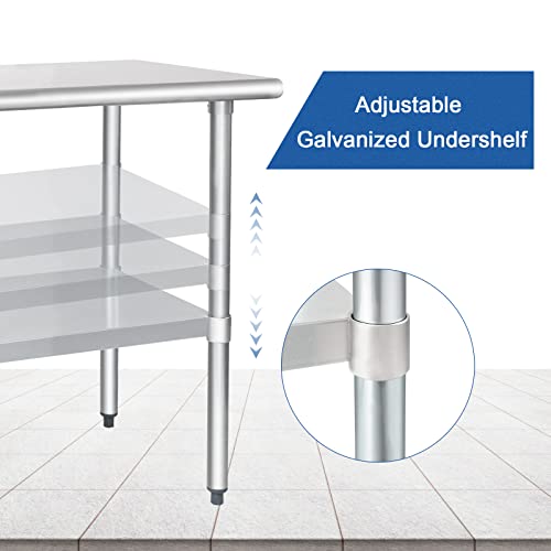 Image of HARDURA Stainless Steel Table 24X36 Inches with Undershelf and Galvanized Legs NSF Heavy Duty Commercial Prep Work Table for Restaurant Kitchen Home and Hotel