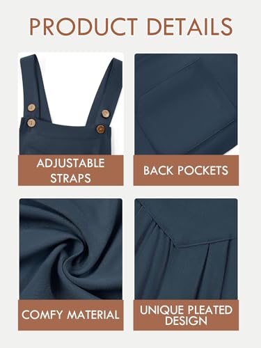 Image of Haloumoning Girls Overalls Kids Casual Sleeveless Wide Leg Jumpsuit Loose Rompers with Pockets 5-14 Years