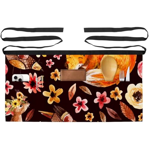 Demi-tablier pour cuisine et nettoyage motif renard et oiseaux multicolore