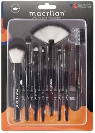 Kit de Pincéis para Maquiagem Macrilan - 8 Unidades, Cerdas Macia...
