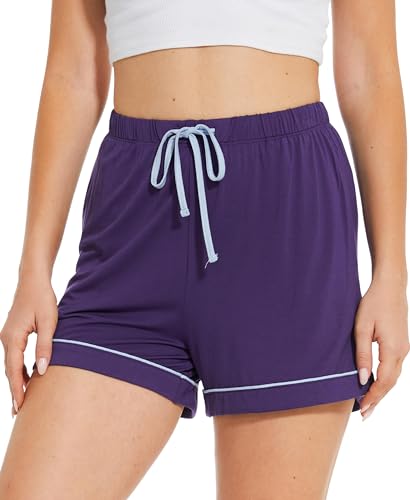 Image of GYS Women's Bamboo Viscose Pajama Shorts for Summer | Cooling & moisture wicking, for hot flashes, Lightweight, Elastic hight waist with drawstring, 2 pockets, Stretch soft