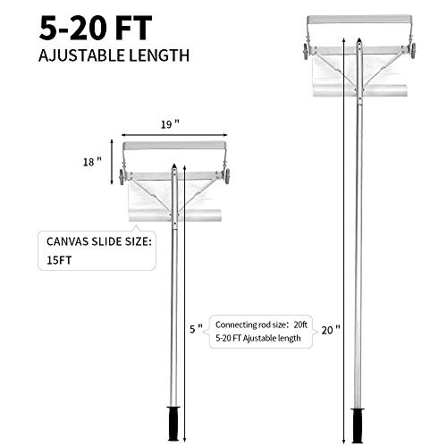 LIAMST Roof Snow Removal Tool,Snow Roof Rake, Roof Rake for Snow Removal,Extended Range up to 20 FT,Suitable for Single-Story and Small Wooden Houses, Made of Aluminum and Stainless Steel