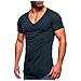 Beokeuioe Herren Hoodie-Sweatshirt Sommer T-Shirt V-Ausschnitt Slim Fit Baumwolle-Anteil Moderner Männer T-Shirt V-Neck Kurzarm tops bluse Kurzarmshirt Unterhemd Slim Fit Sportswear