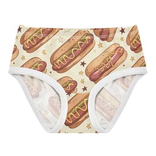 Wusikd Hot Dogs Girls' Underwear Cotton Stars Girls Briefs Soft Toddler Underwear 2T