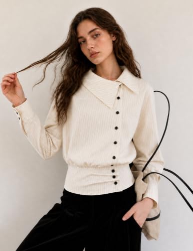 Image of Aelfric Eden Womens Cotton Linen Shirt Button Asymmetrical Neck