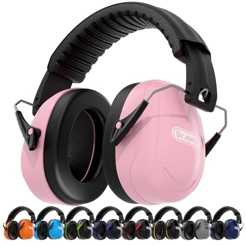 Dr.meter Noise Reduction Ear Muffs Ear Protection Noise Cancelling Headphones for Adults Kids Autism Sensory 31dB Hearing Protection Earmuffs for Shooting Gun Range Mowing Fireworks Pink