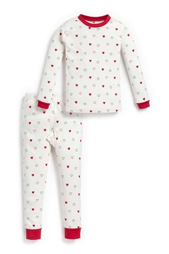 monica + andy Two Piece Pajama Set, Size 8, Doodle Hearts, 100% Organic Children Clothes for Girls, Children's PJs, Sustainable Super Soft Fabric, Sizes for Kids, Toddler & Infant