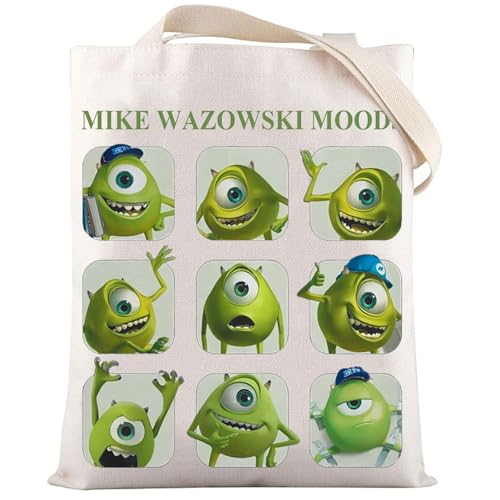 LEVLO Mike Wazowski Tote Bag Monsters Mike Fans Gift Monsters Mike Moods Shoulder Bag For Movie Fans (Mike Wazowski Tote)
