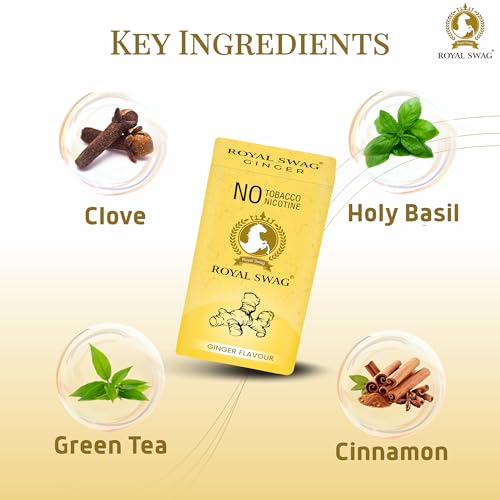 Image of ROYAL SWAG Natural Herbal Ginger, PAAN Flavour (20 Sticks) 100% Tobacco-Free and Nicotine-Free Ayurvedic Herbs Clove, Tulsi, and More | Free From Additives and Chemicals