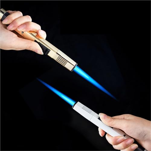 Encendedor de butano metalico antiviento con llama ajustable miniatura 3