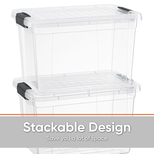 Image of Superio 8.7 Quart Clear Plastic Storage Boxes with Lids, Stackable Organizer Containers, BPA-Free Storage Bins for Home, Office, School & Dorm, 5 Pack