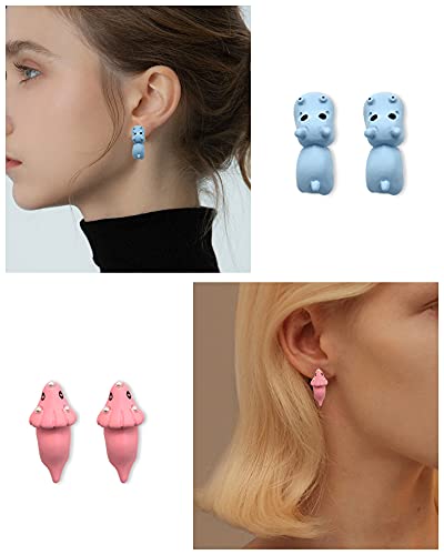 Ulobey Cute Animal Bite Ear Studs Earring Fashion Polymer Clay For Girls Women Simple Cartoon Soft Pottery Ear Studs Decors Creatives Gifts Accessories Corgi #TOP4
