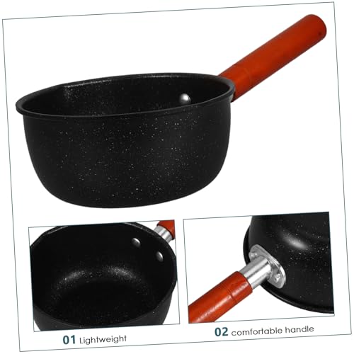 Olla japonesa de hierro fundido elegante con mango de madera PRETYZOOM 4