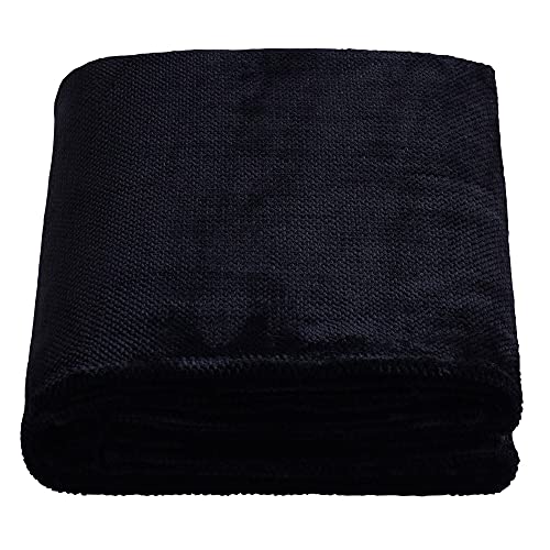 SOCHOW Plaid Couverture Polaire Flanelle en Microfibre avec Motifs Texturés Gaufrés Super Douce, sans Perte de Chaleur, Légère, Parfait pour Lit Sofa Canapé-lit Noir 150 x 200 cm Cover