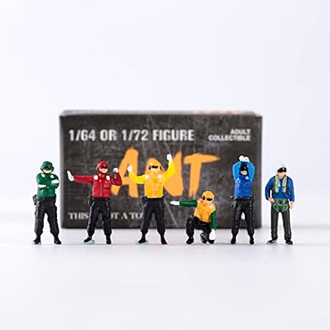 6pcs1:72 Military Plastic Model Figures ,Chinese Aircraft Carrier Ground Crew Set ,Aircraft Display Model Kit Colorful Clothing Finished Version Doll for Fighter Aircraft Miniature Scene Cover