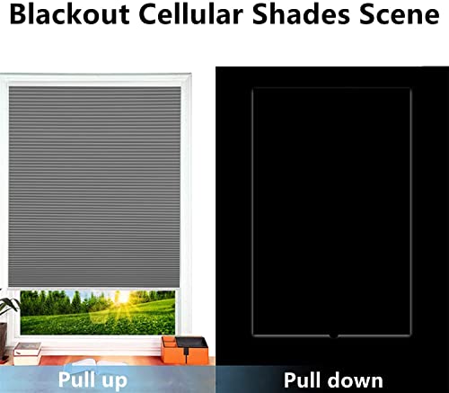 Makefeile Blackout Cordless Cellular Shades 24" W X 64" H Honeycomb Pleated Shade Insulation Room Darkening Blinds For Home Bedroom Living Room Windows Easy To Install Grey #TOP3