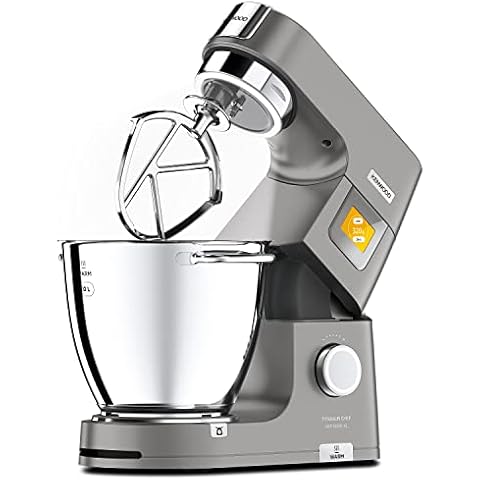 Kenwood Titanium Chef Patissier XL Stand Mixer for Baking- Powerful Food Mixer, With K-Beater, Dough Hook, Whisk, and 2 Bowls 5L and 7L, KWL90.004SI, 1400W, Silver Cover