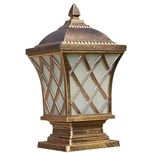Image of SINOMAN Antique Bronze Outdoor Gate Light Vintage Style Metal Pillar Lamp Decorative Design, Weatherproof Post Light for Garden, Driveway, Entrance Pillars, and Boundary Walls (Without Bulb)