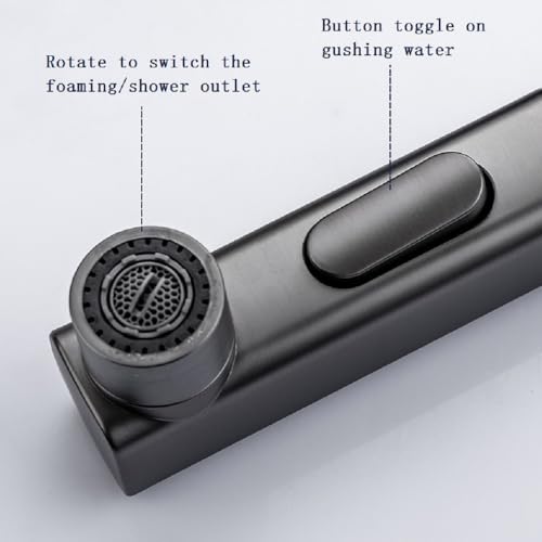 Robinet lavabo extractible en cuivre argenté pour simplifier la routine